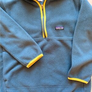 Patagonia Kids Teal Fleece Pullover with Yellow Accents
